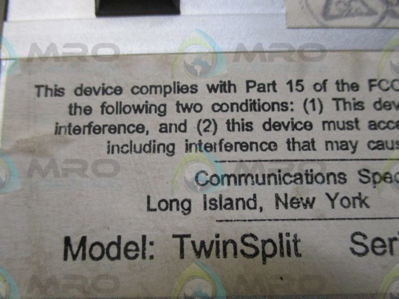 COMMUNICATIONS SPECIALISTS TWINSPLIT DISTRIBUTION AMPLIFIER *USED*