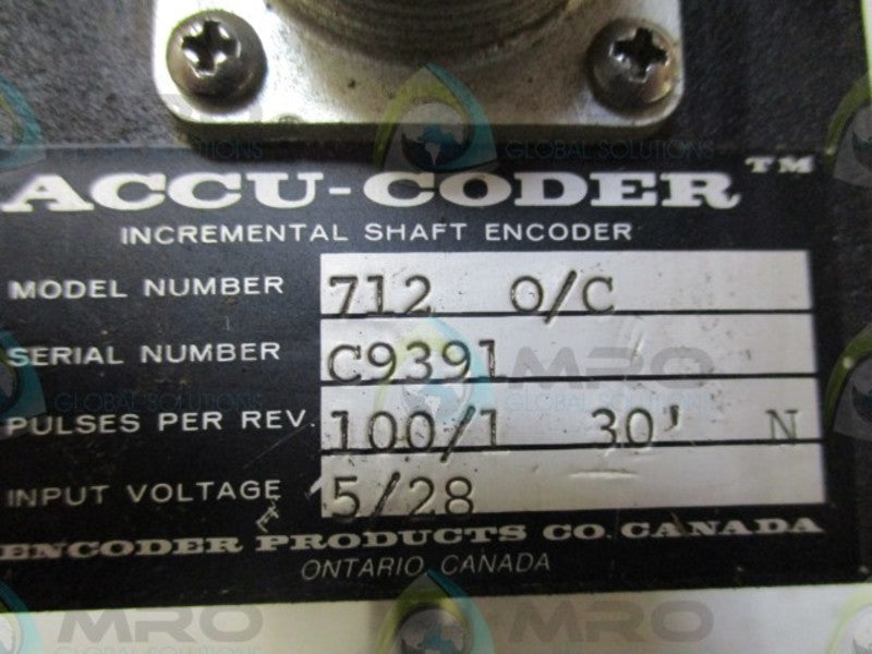 ENCODER PRODUCTS 712-O/C INCREMENTAL SHAFT ENCODER *USED*