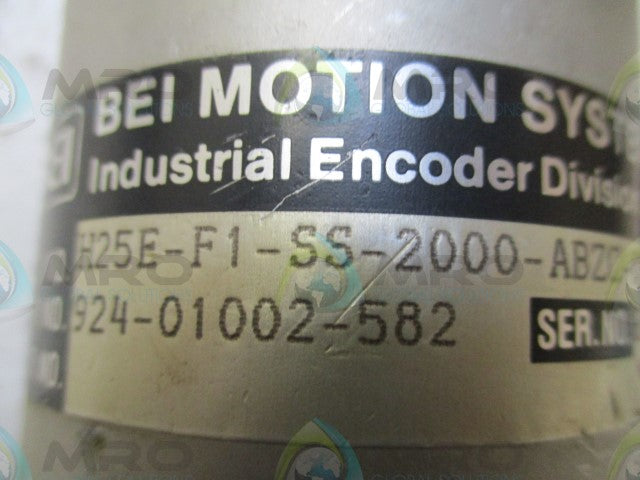 BEI MOTION SYSTEMS H25E-F1-SS-2000-ABZC-8830-LED-EM18-S OPTICAL ENCODER *USED*