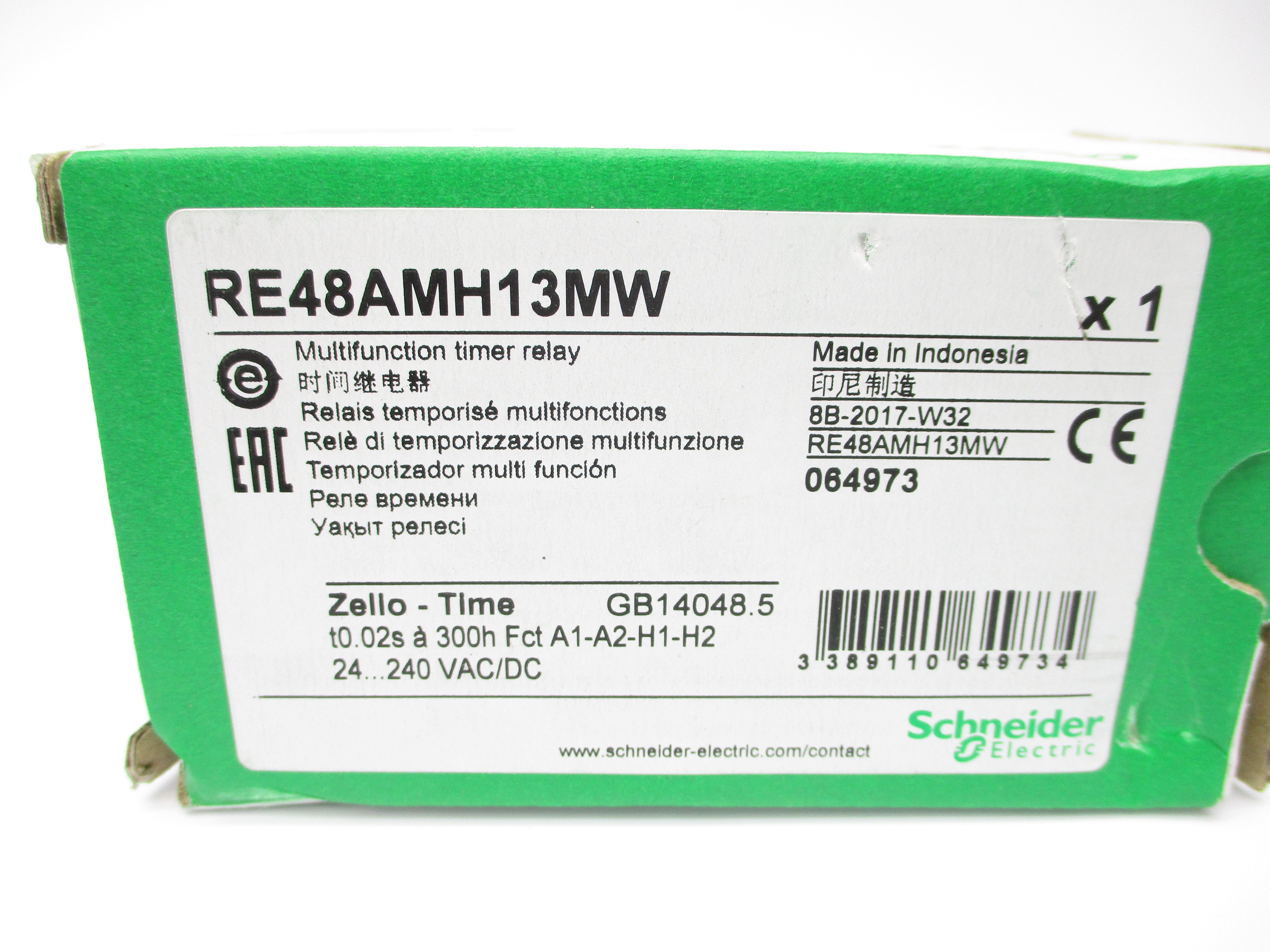 SCHNEIDER ELECTRIC RE48AMH13MW 24-240VAC/DC 0.02S-300H  NSMP