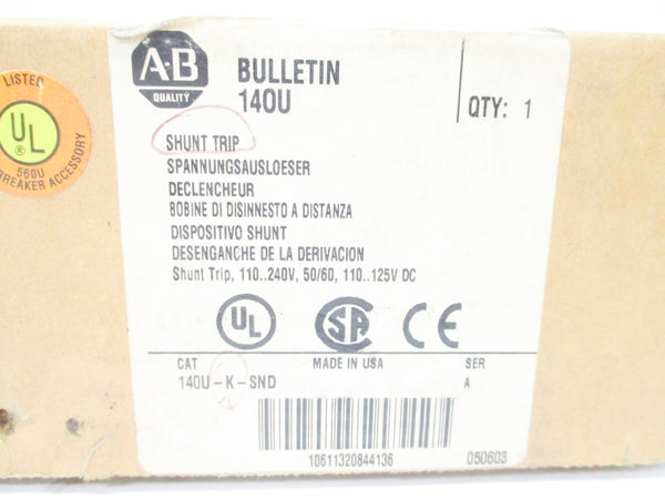 ALLEN BRADLEY 140U-K-SND SER. A (BR/WH) NSFS