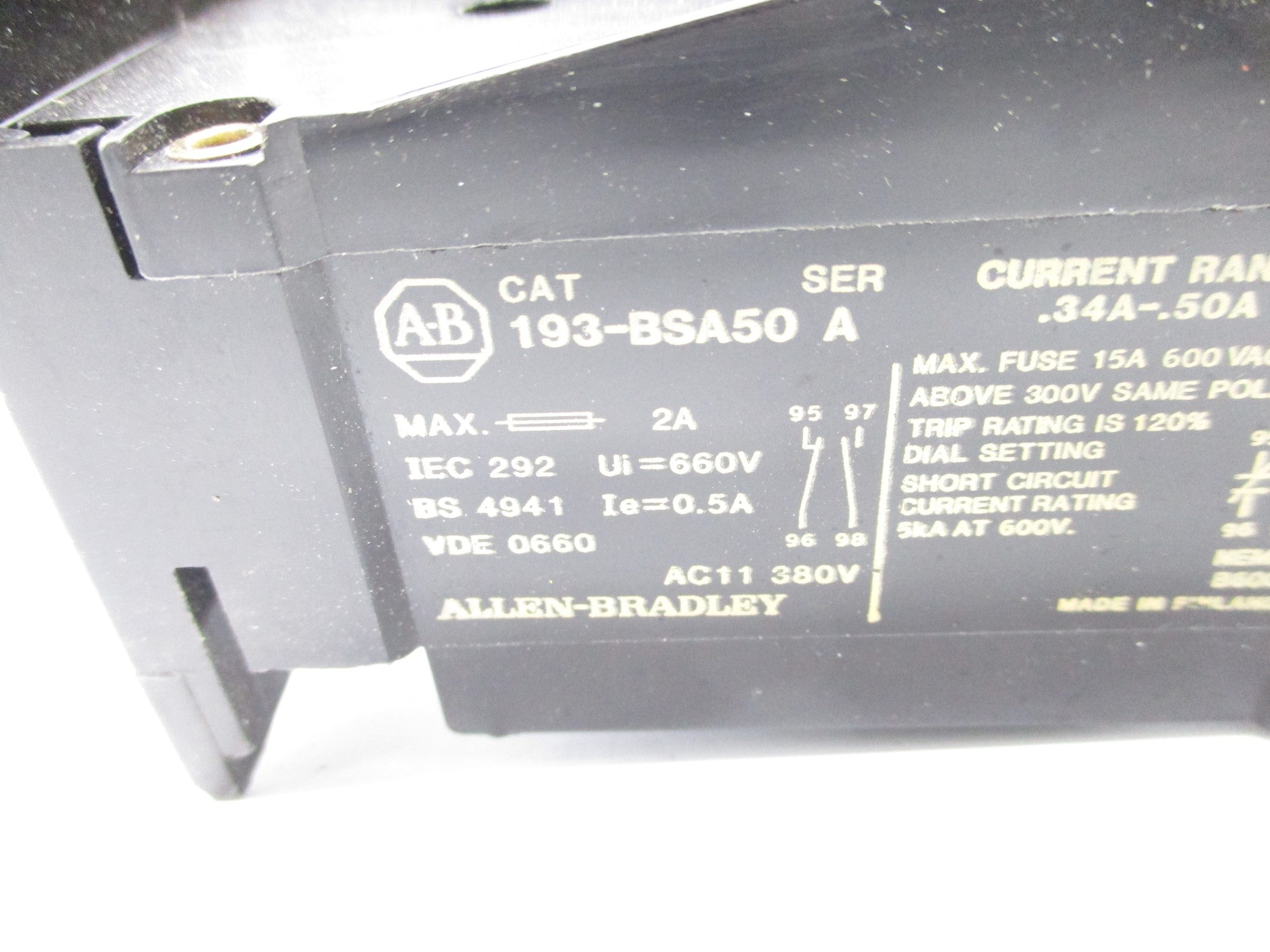 INDUSTRIAL SPARE PART 193-BSA50 SER. A .34-.50A NSNP