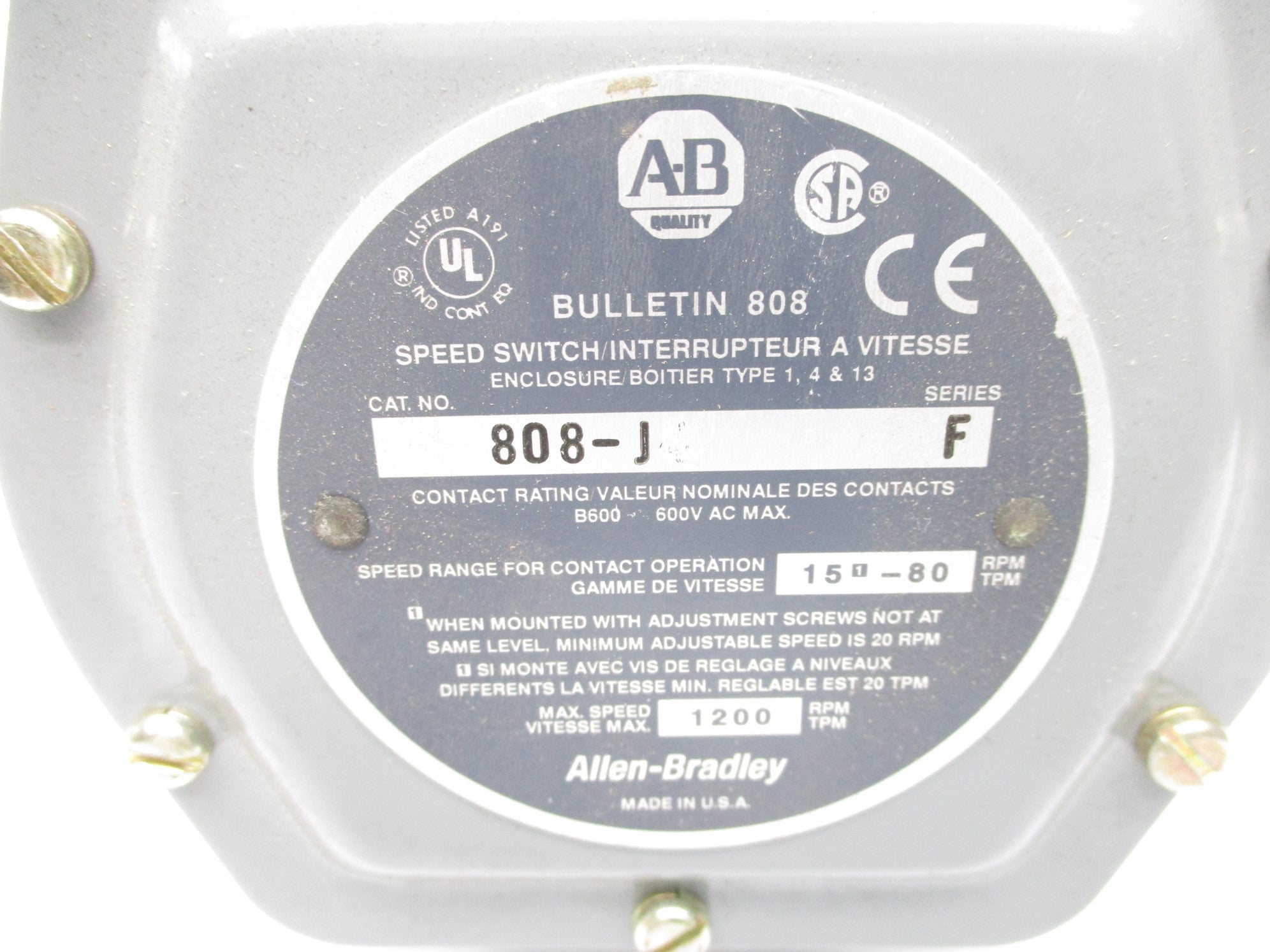 ALLEN BRADLEY 808-J SER. F NSNP