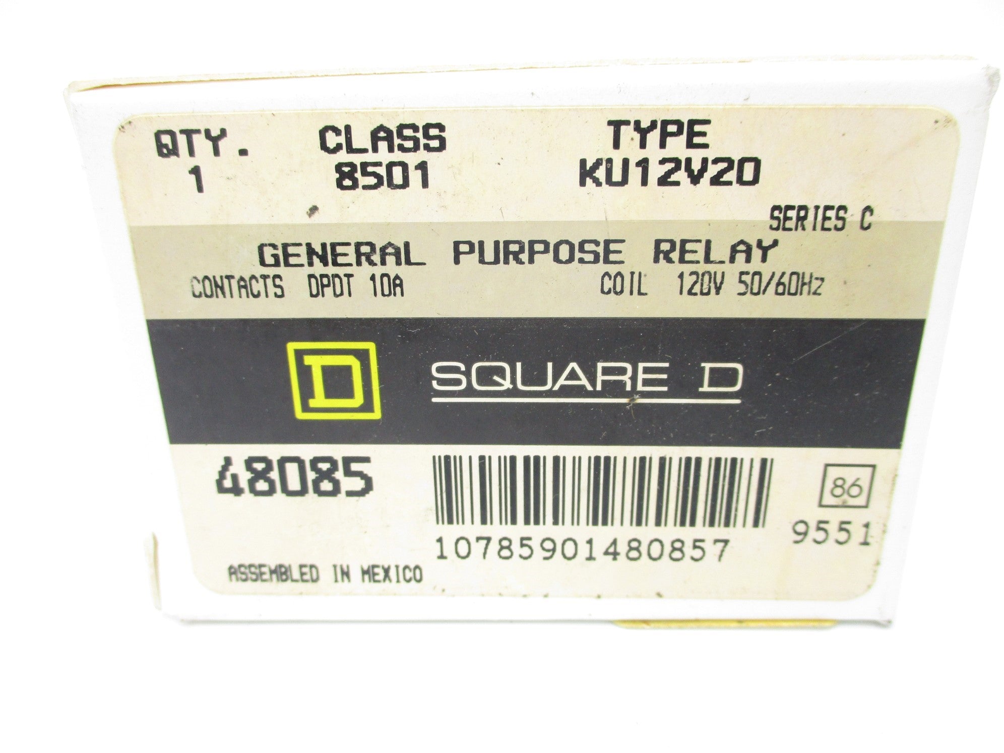 SQUARE D 8501KU12V20 SER. C 120V 10A NSMP