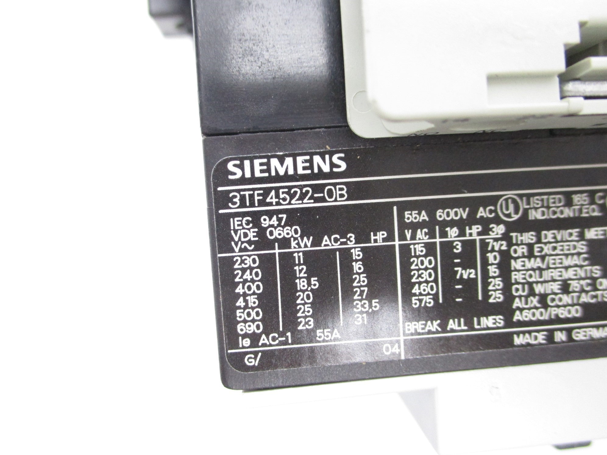 SIEMENS 3TF4522-0B 24VDC NSNP