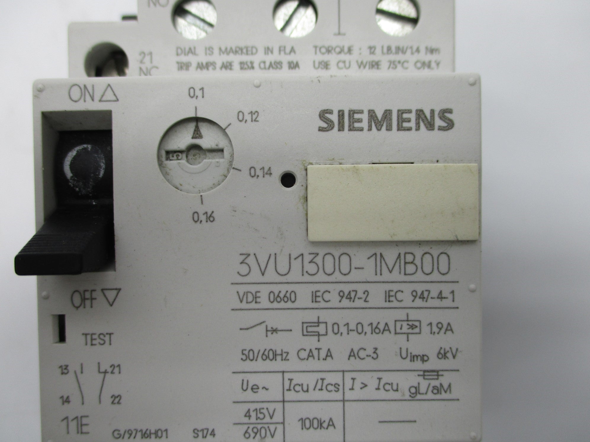 SIEMENS 3VU1300-1MB00 0.1-0.16A NSNP