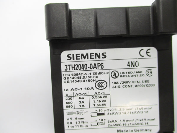SIEMENS 3TH2040-0AP6 220/240V NSNP