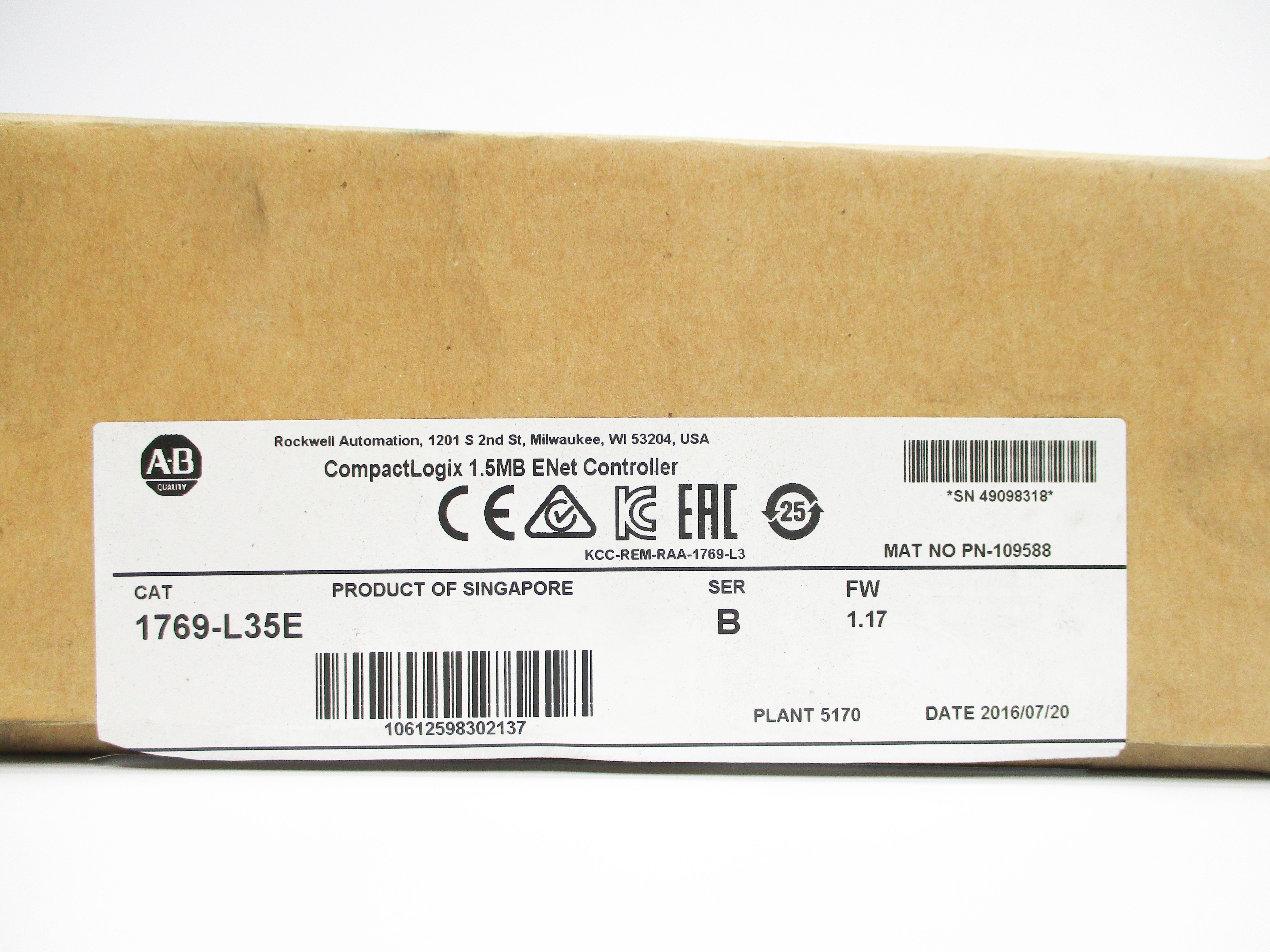 ALLEN BRADLEY 1769-L35E SER. B F/W 1.17 NSMP