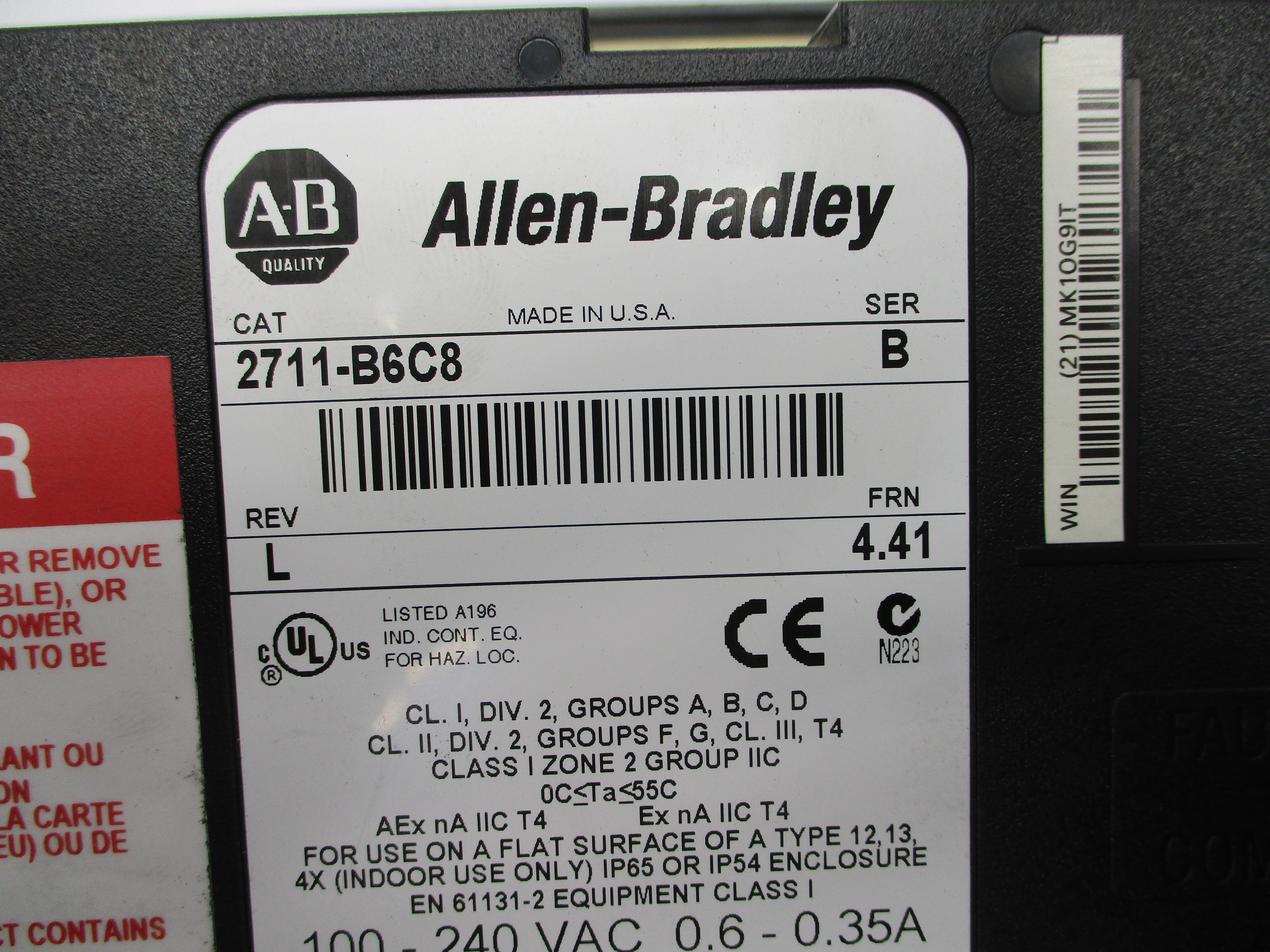 ALLEN BRADLEY 2711-B6C8 SER. B F/W 4.41 UNMP