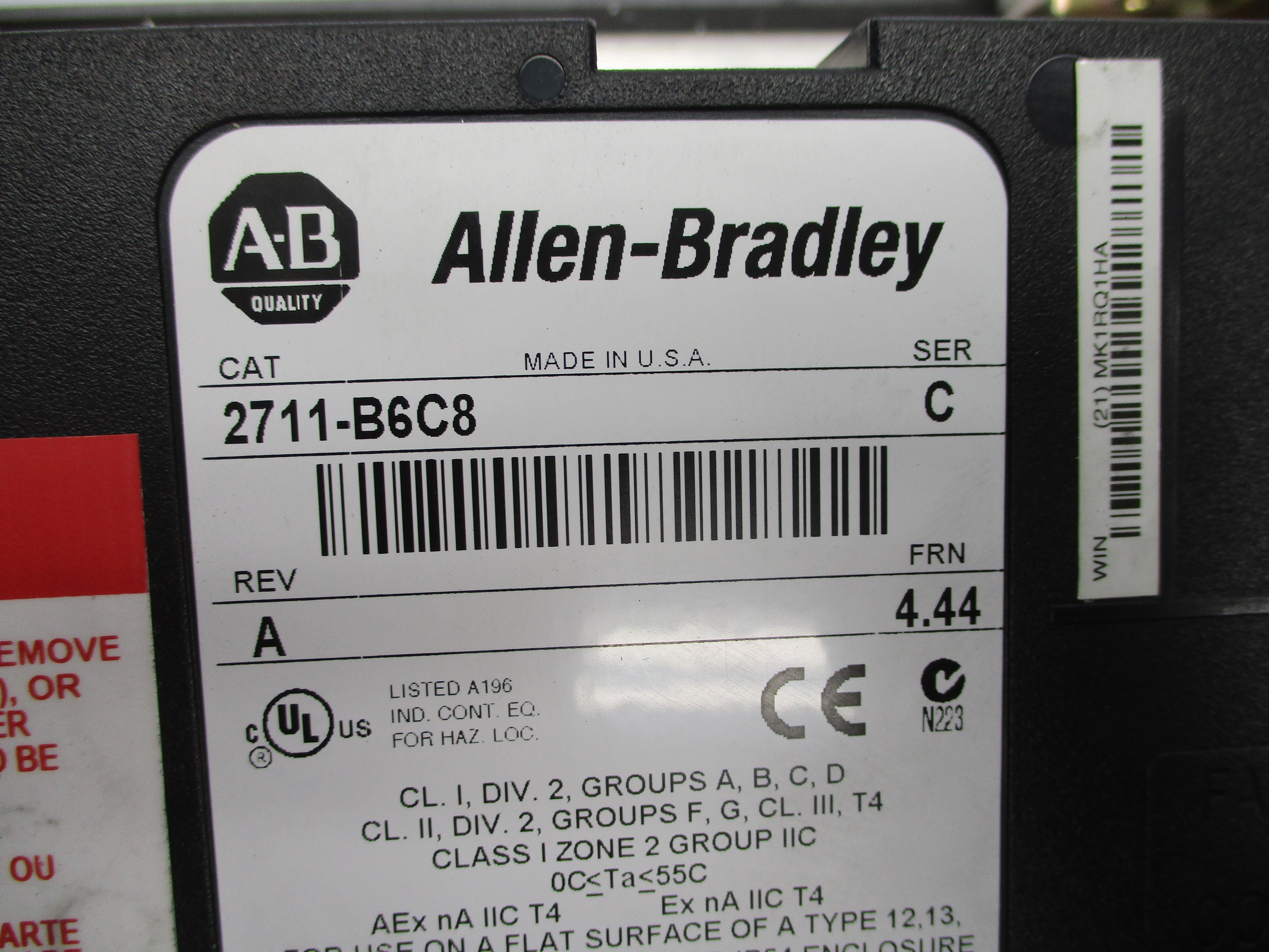 ALLEN BRADLEY 2711-B6C8 SER. C F/W 4.44 UNMP