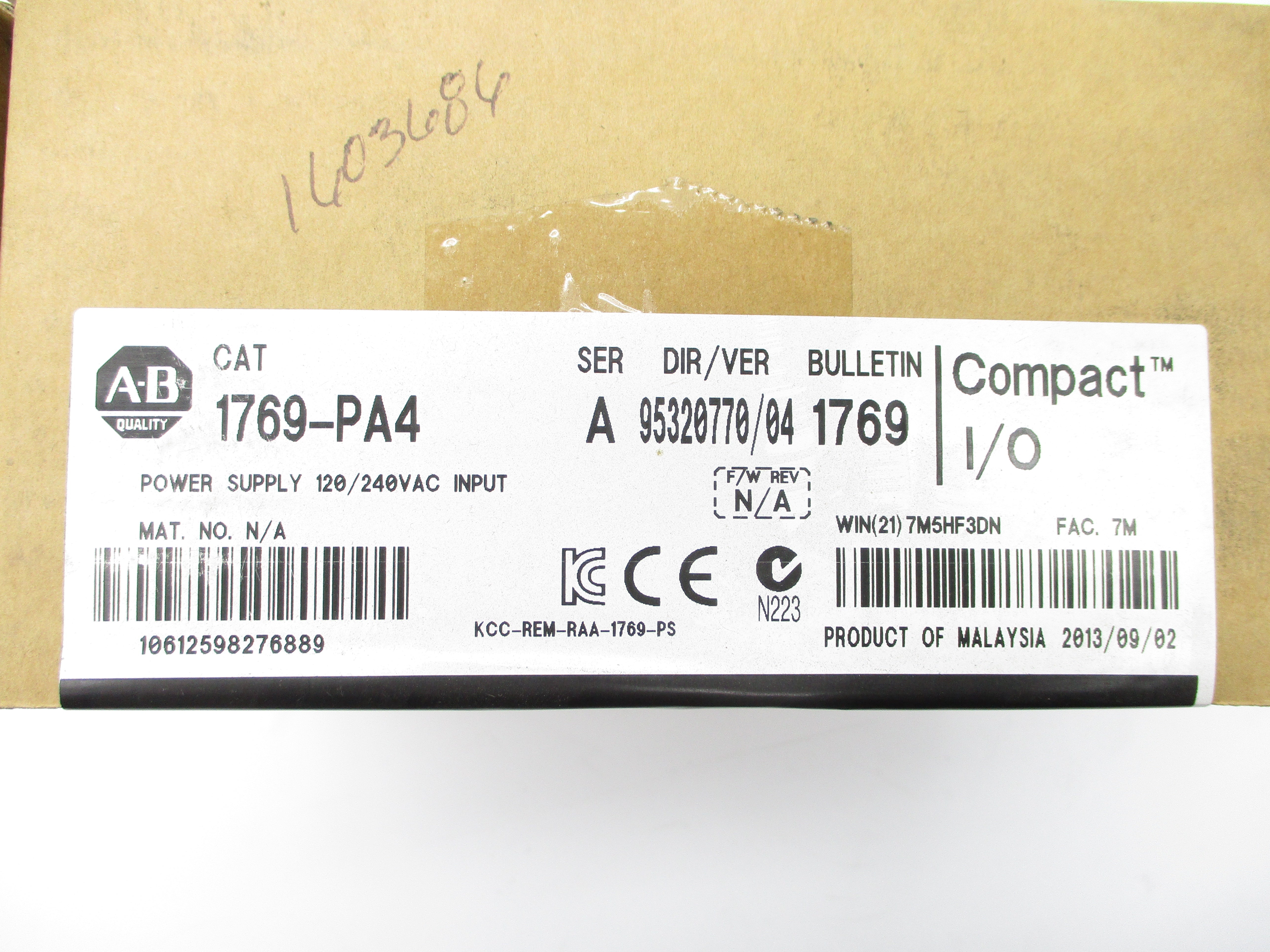 ALLEN BRADLEY 1769-PA4 SER. A DATE: 2013 240VAC 40A NSFS