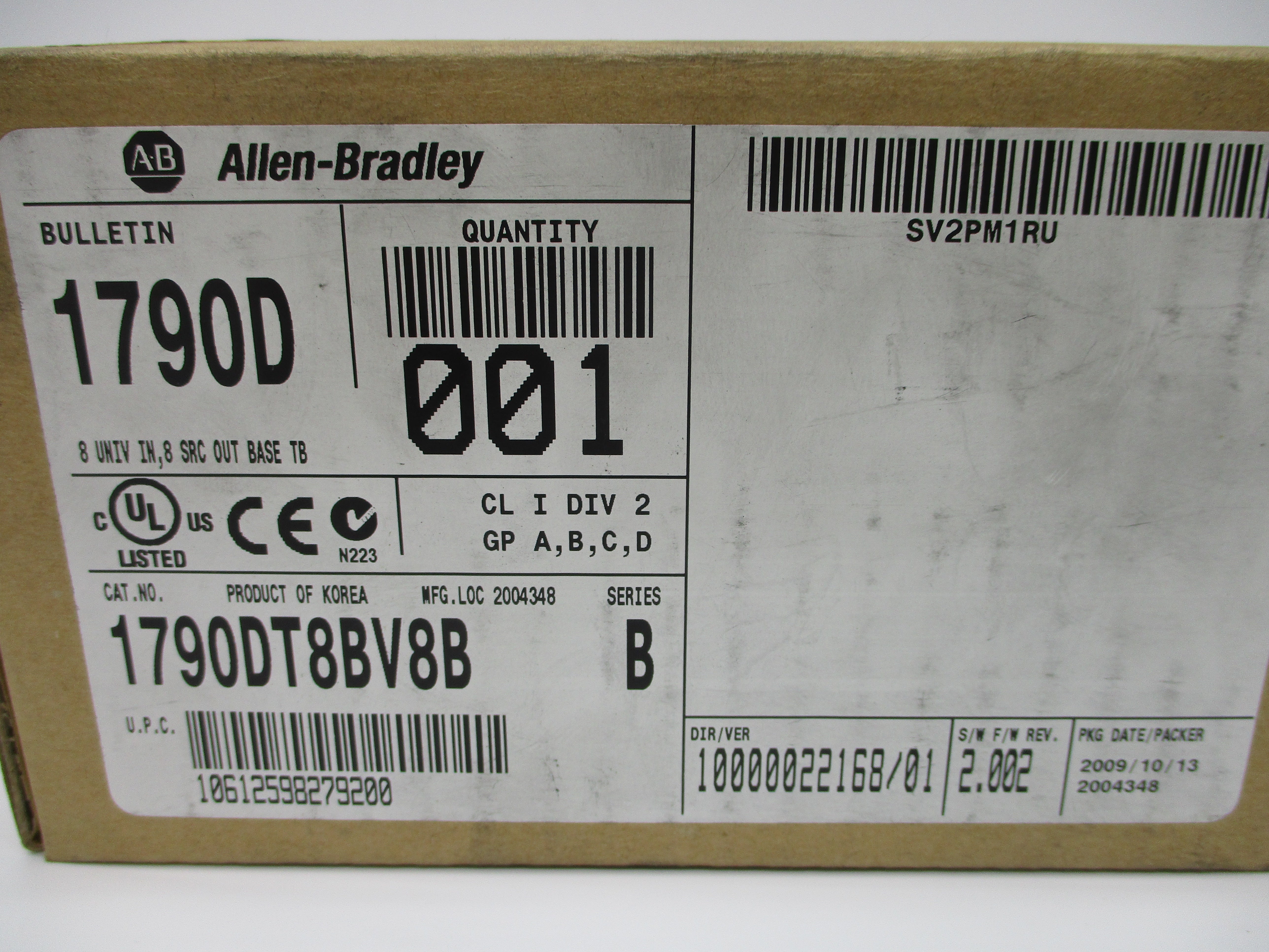 ALLEN BRADLEY 1790D-T8BV8B SER. B F/W 2.002 NSMP