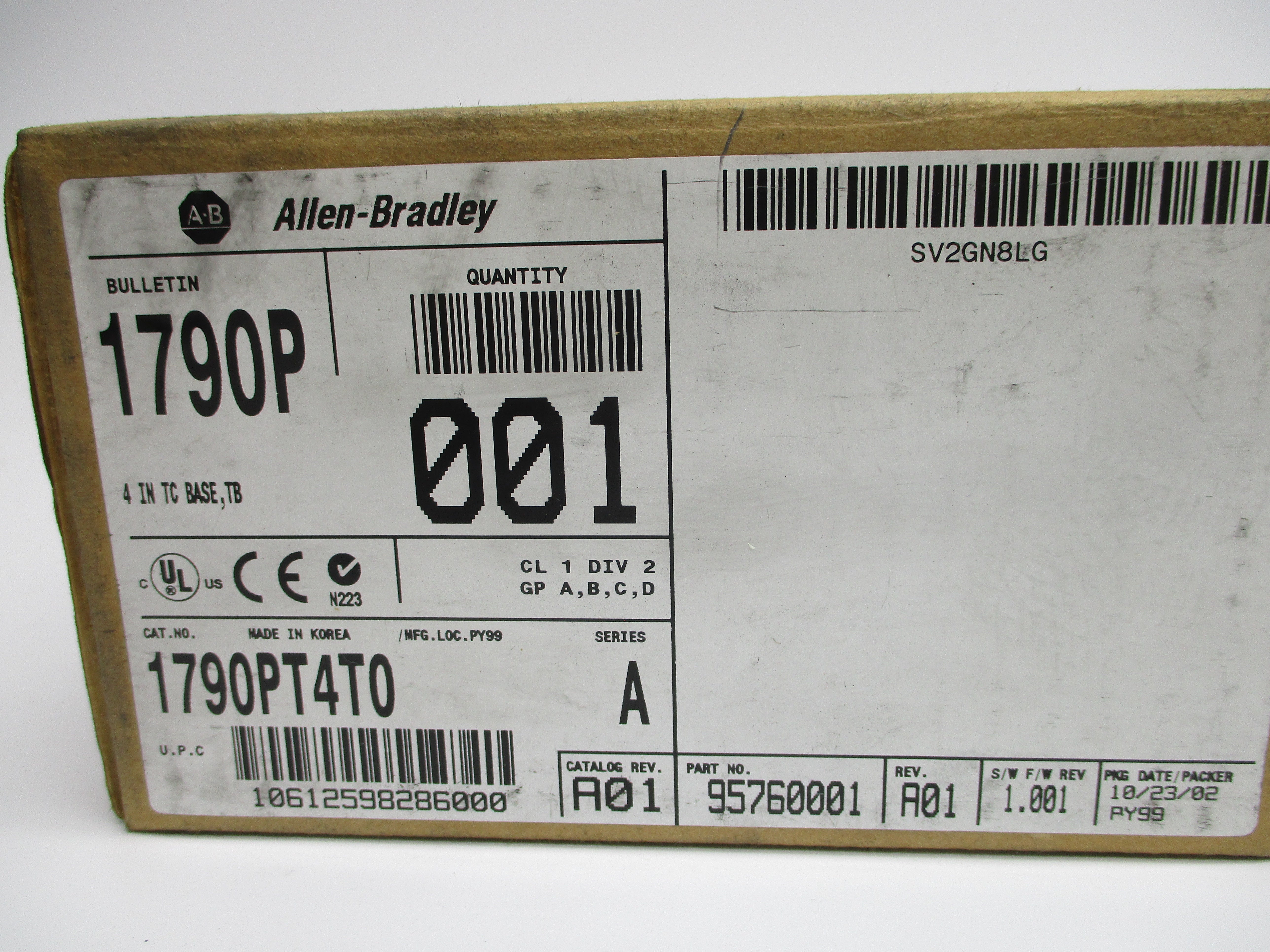 ALLEN BRADLEY 1790-PT4T0 SER. A F/W 1.001 NSMP