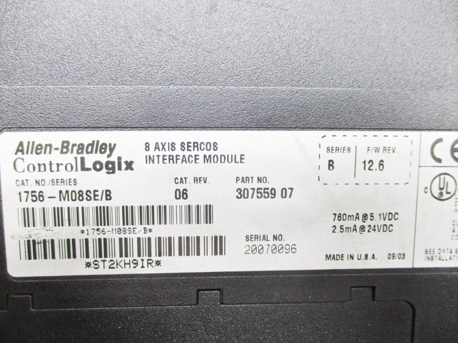 ALLEN BRADLEY 1756-M08SE SER. B F/W 12.6 UNMP