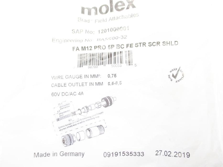 MOLEX BA5S00-32 1201000001 NSMP