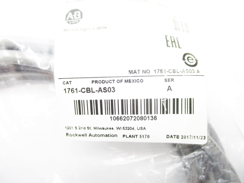 ALLEN BRADLEY 1761-CBL-AS03 SER. A NSMP
