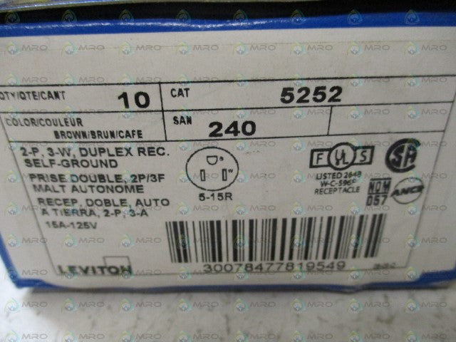 LEVITON 5252 DUPLEX RECEPTACLE *NEW IN BOX*