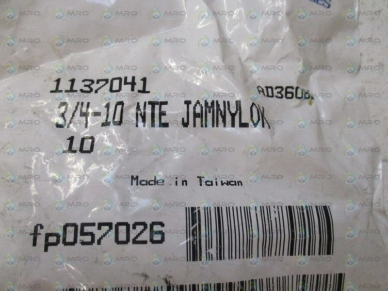 FASTENAL 1137041 3/4-10 NTE JAMNYLOK LOCK NUT (PKG OF 10) * NEW IN FACTORY BAG *