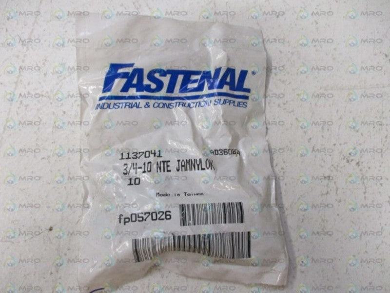 FASTENAL 1137041 3/4-10 NTE JAMNYLOK LOCK NUT (PKG OF 10) * NEW IN FACTORY BAG *