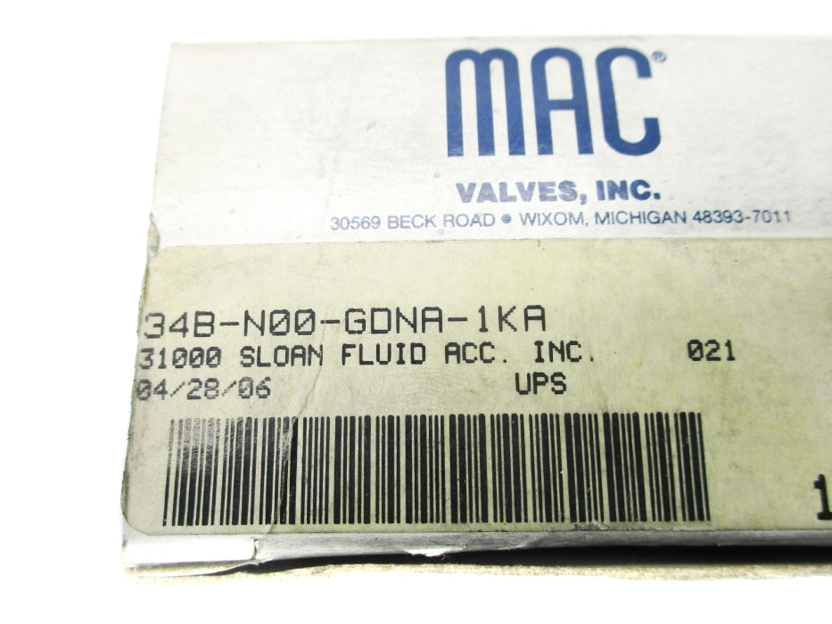 MAC 34B-N00-GDNA-1KA 12VDC 120PSI NSMP