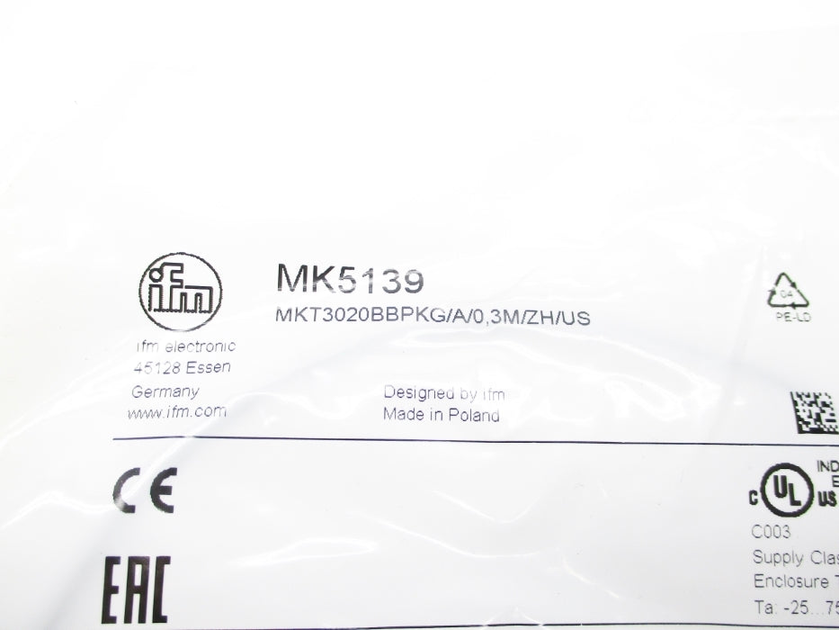 IFM EFECTOR MKT3020BBPKG/A/0,3M/ZH/US MK5139 NSMP