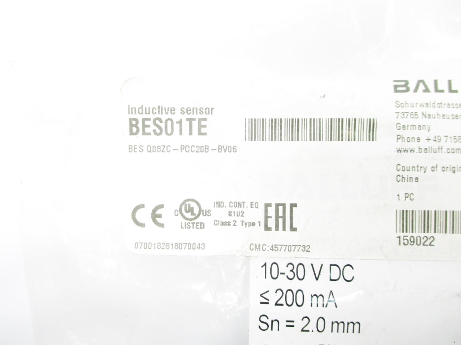 BALLUFF BESQ08ZC-POC20B-BV06 BES01TE NSMP