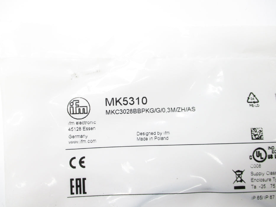 IFM EFECTOR MKC3028BBPKG/G/0,3M/ZH/AS MK5310 10-30VDC NSMP