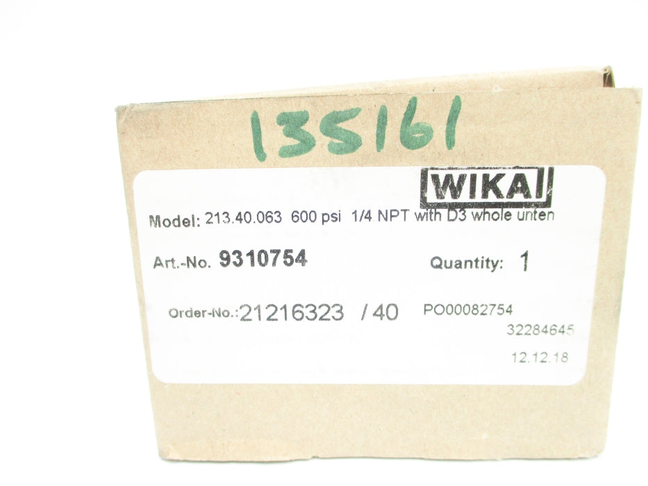 WIKA 9310754 600PSI NSMP