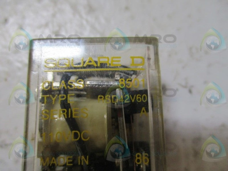 SQUARE D 8501-RSD42V60 RELAY 110VDC *USED*