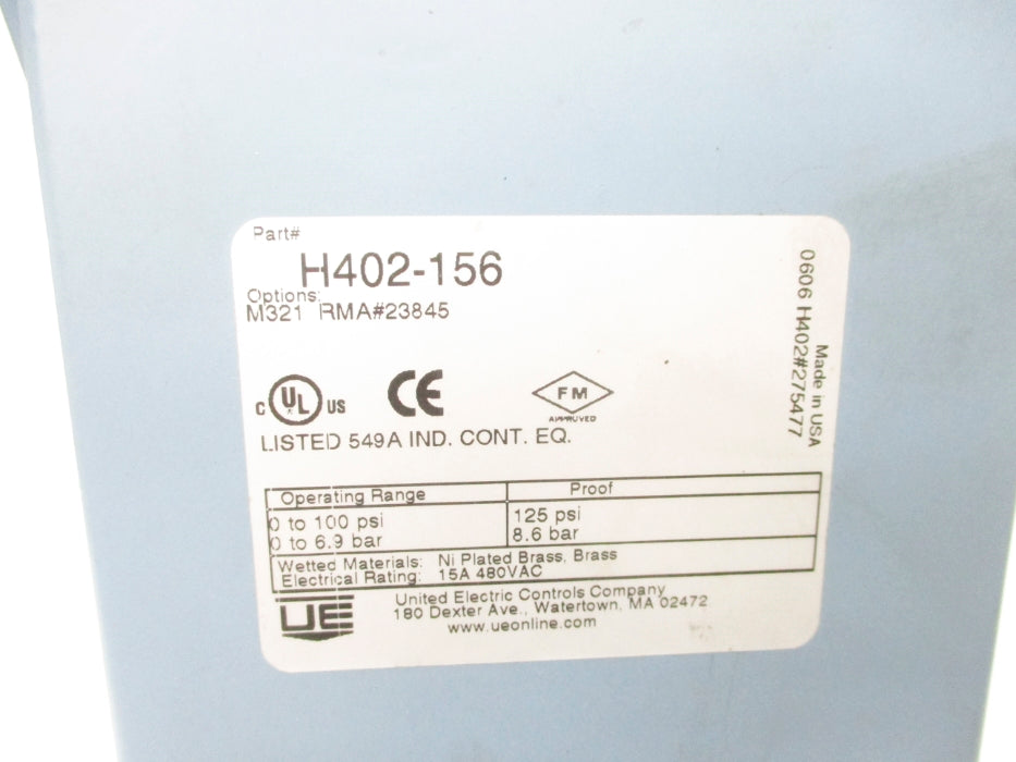 UNITED ELECTRIC H402-156 UNMP