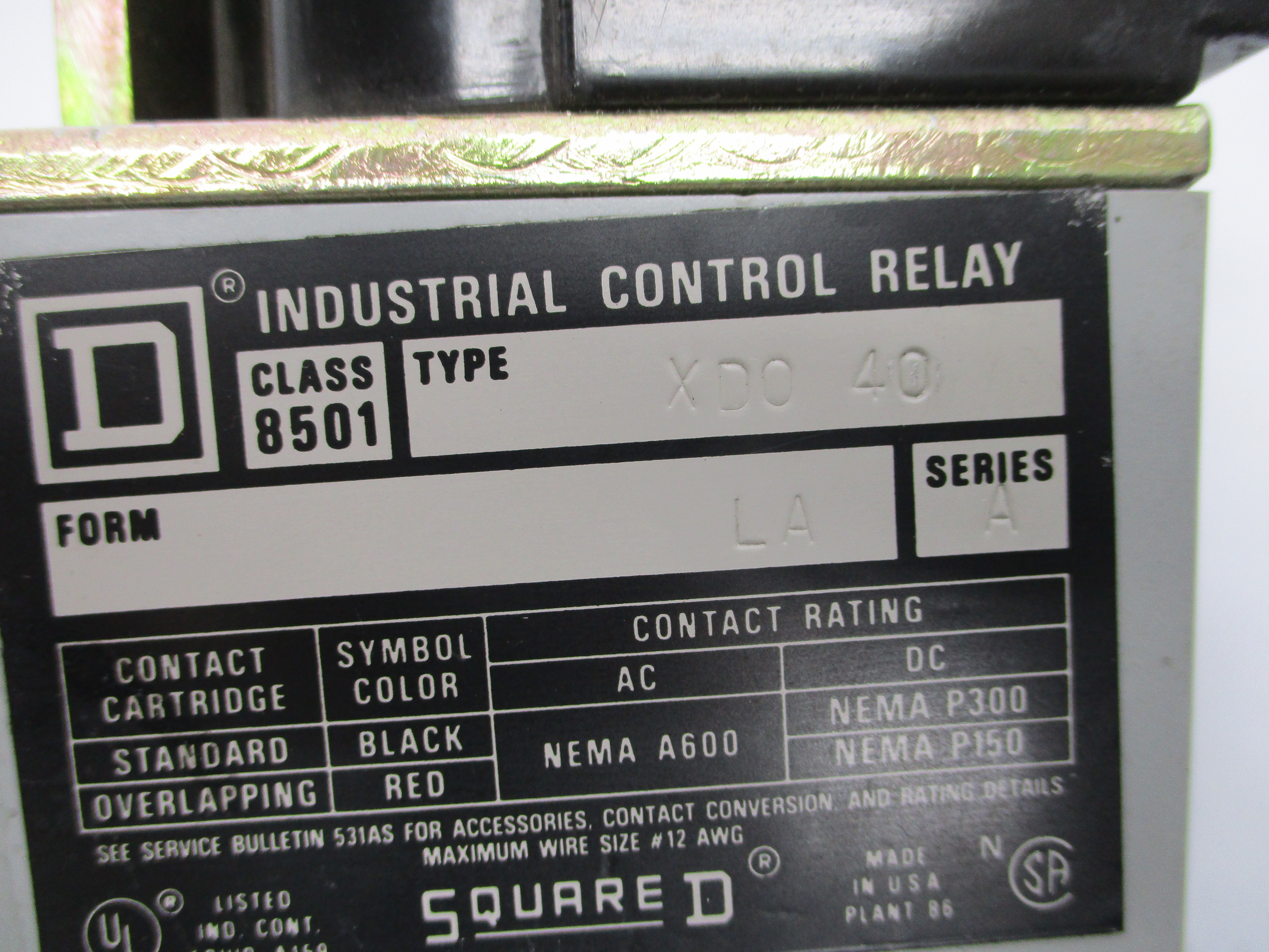SQUARE D 8501XDO40 SER. A 24VDC NSNP