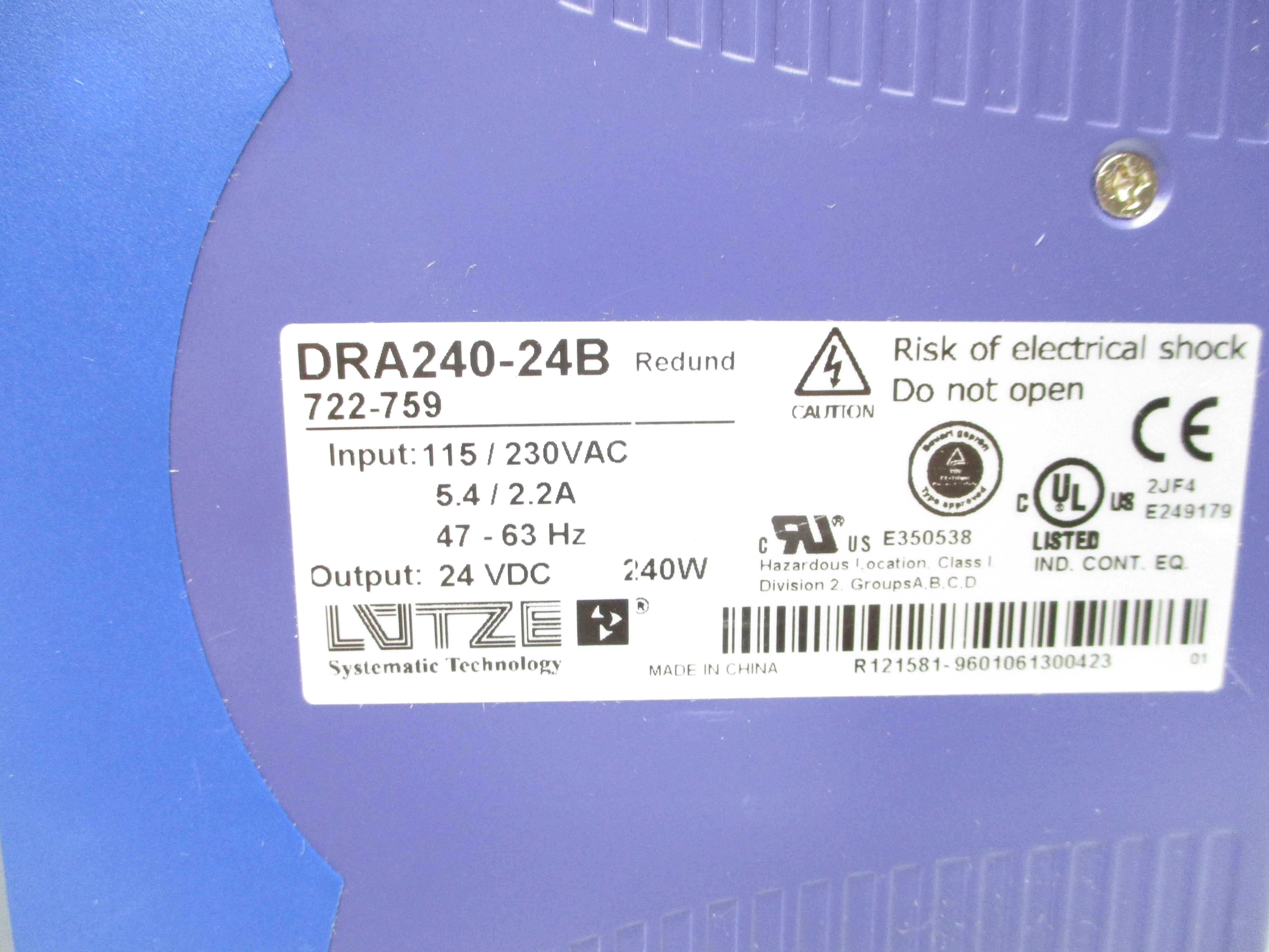 LUTZE DRA240-24B 722-759 NSNP
