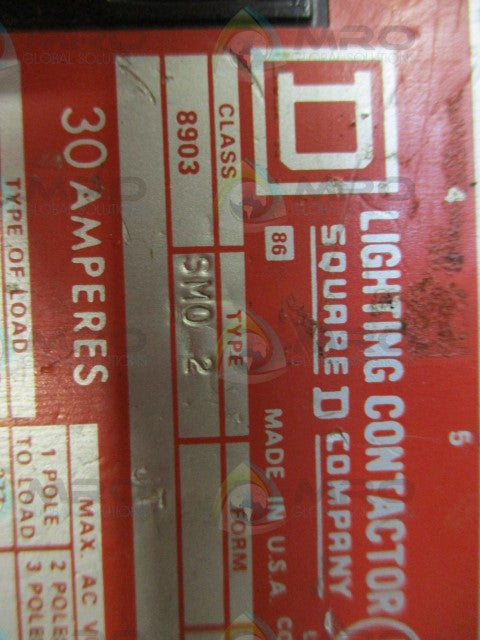 SQUARE D 8903-SMO 2 LIGHTING CONTACTOR 30A *USED*