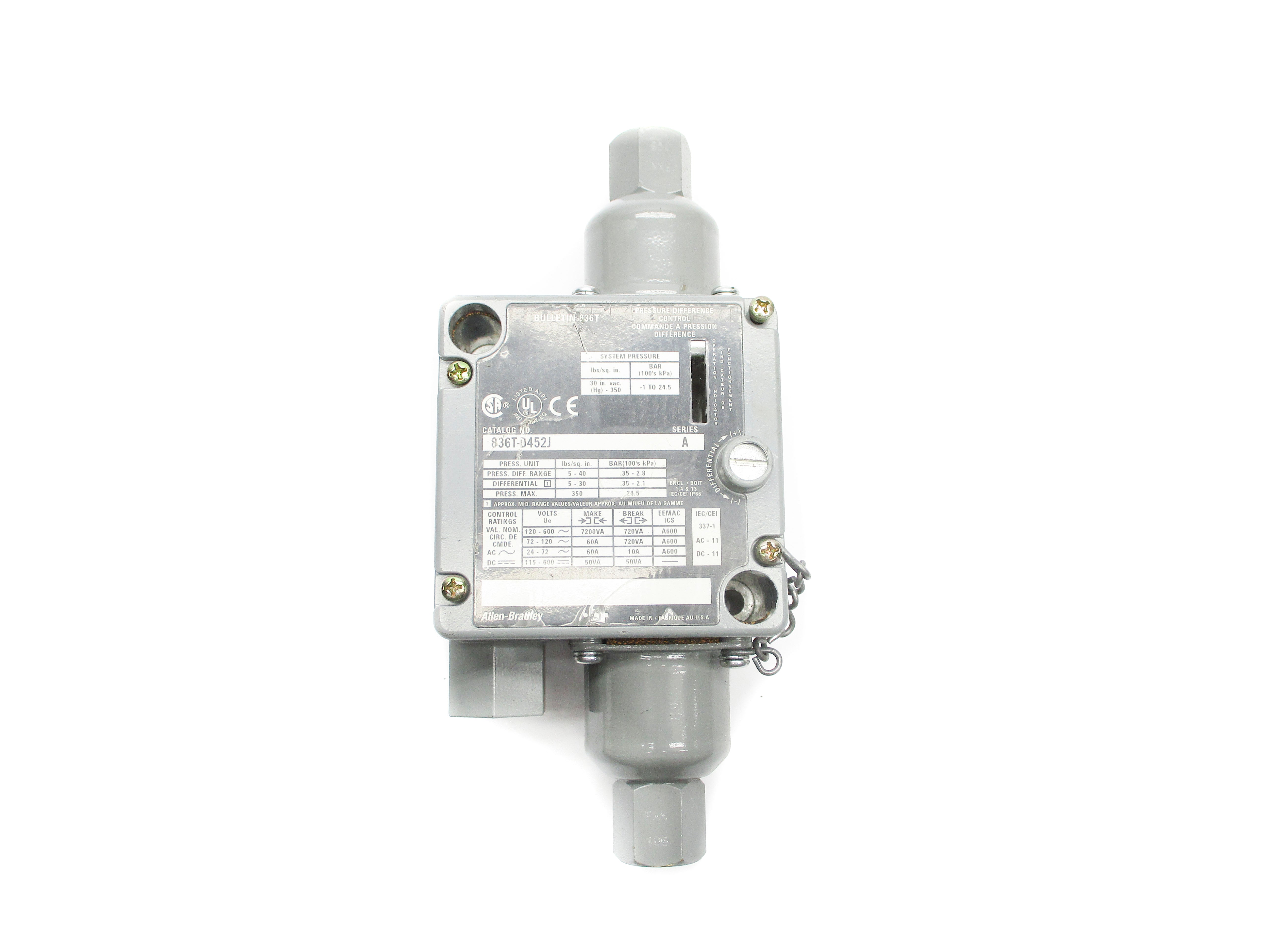 ALLEN BRADLEY 836T-D452J SER. A 5-40PSI UNMP