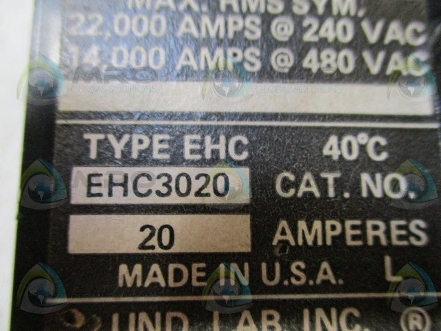 CUTLER HAMMER EHC3020 CIRCUIT BREAKER 20A *USED*