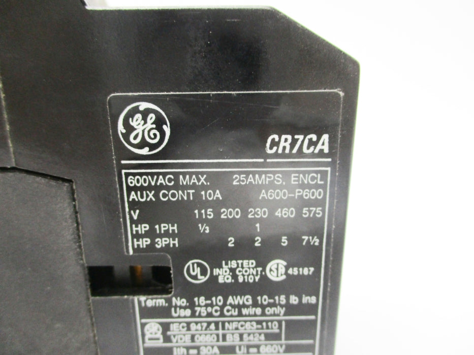 GENERAL ELECTRIC CR7CA10 600VAC 25A NSNP