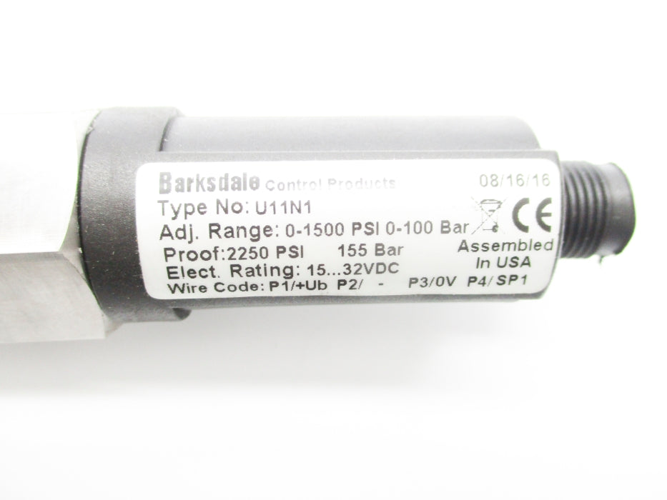 BARKSDALE CONTROLS U11N1 0-1500PSI NSNP
