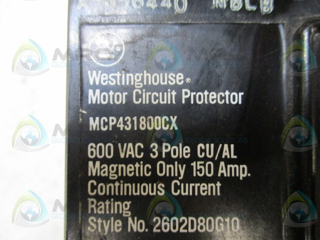 WESTINGHOUSE MCP431800CX CIRCUIT BREAKER 150A *USED*