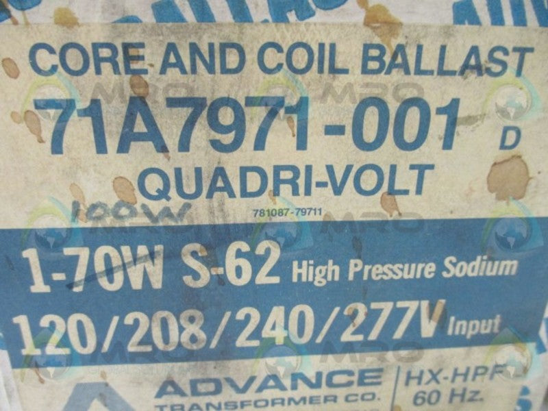 ADVANCE 71A7971-001 CORE AND COIL BALLAST KIT *USED*