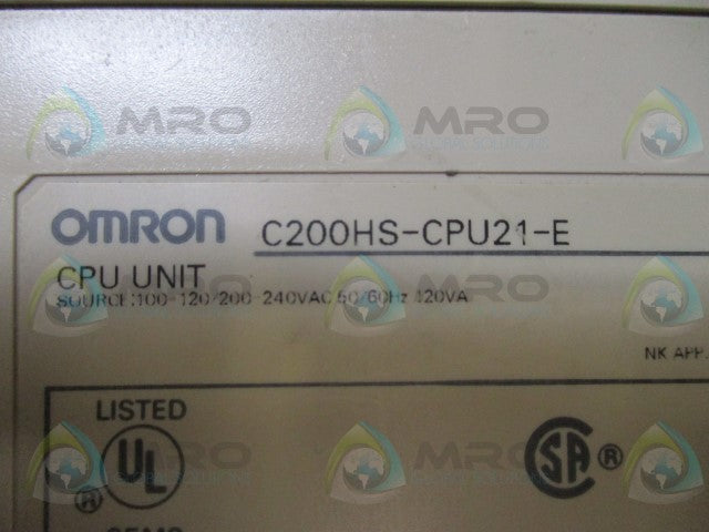 OMRON C200HS-CPU21-E PROGRAMMABLE CONTROLLER CPU UNIT *USED*