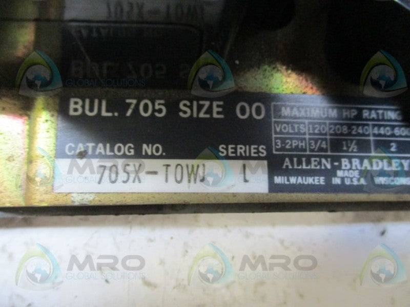 ALLEN BRADLEY 705X-TOWJ SER. L REVERSING STARTER *USED*