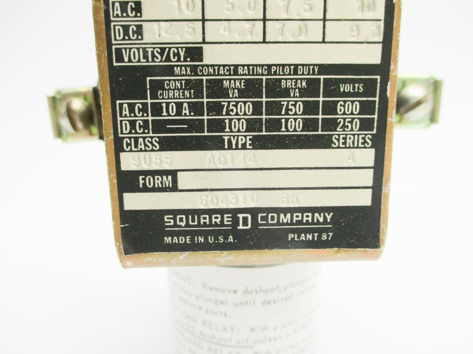 SQUARE D 9055AO114 SER. A 600VAC/250VDC 5.0-10A NSNP