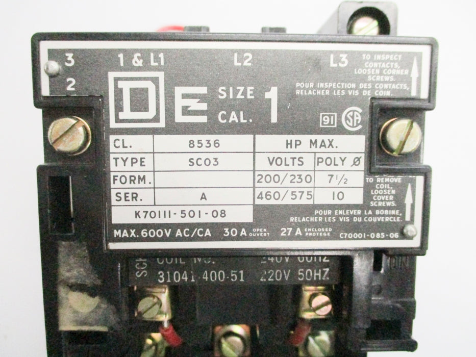 SQUARE D 8536SCO3 SER. A 220/240V (AS PICTURED) UNMP