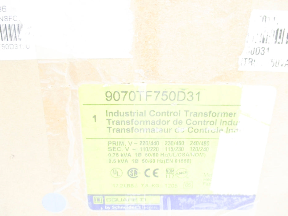 SQUARE D 9070TF750D31 0.5/0.75KVA NSMP