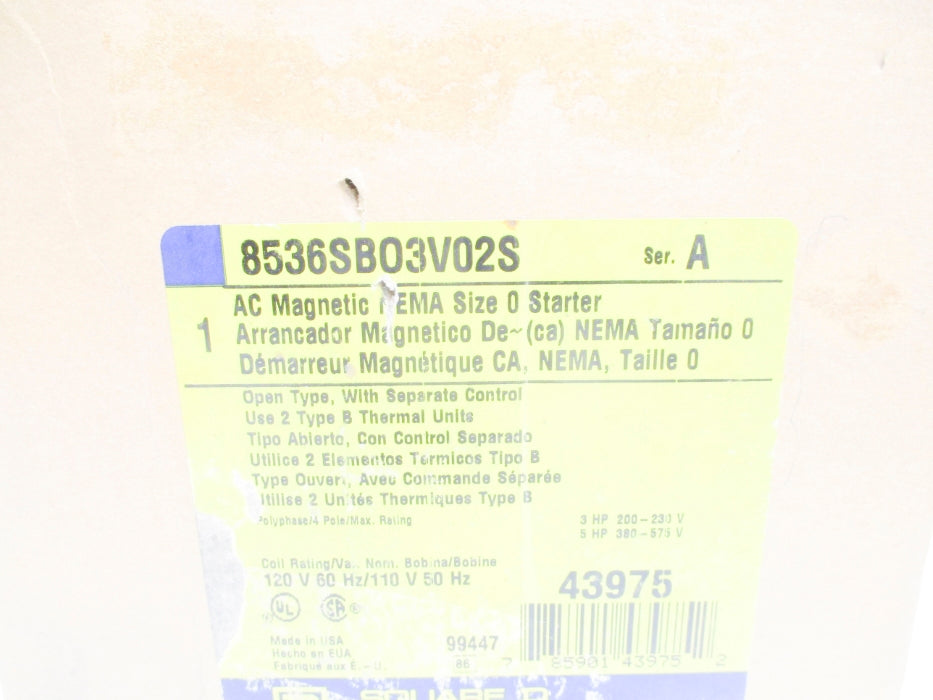 SQUARE D 8536SBO3V02S SER. A NSMP
