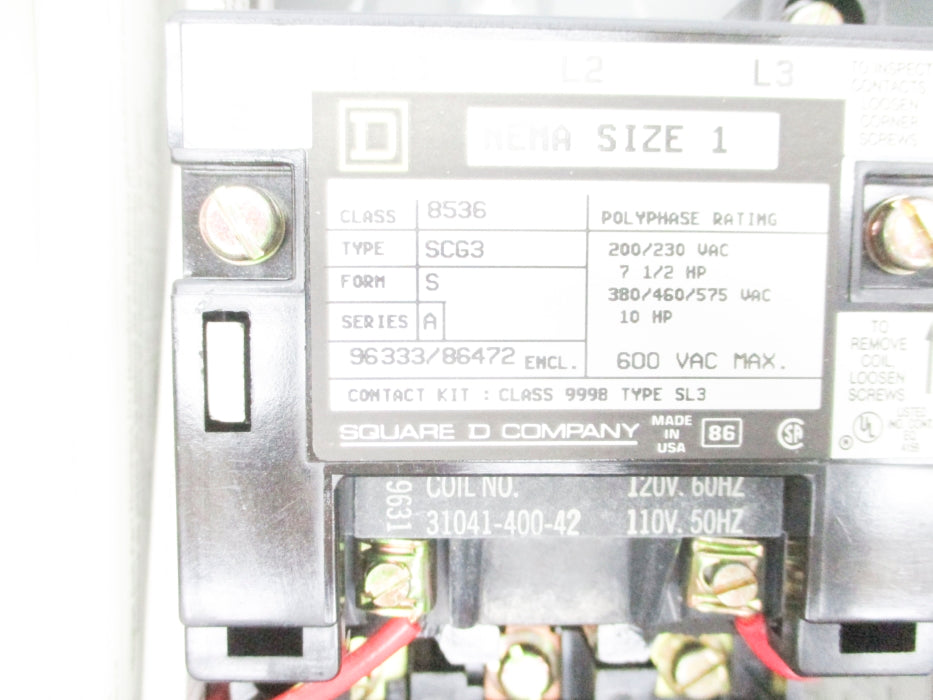 SQUARE D 8536SCG3 SER. A 110/120V NSNP
