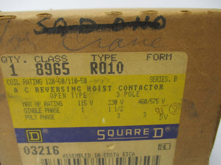 SQUARE D 8965R010 SER. B 110/120V NSMP