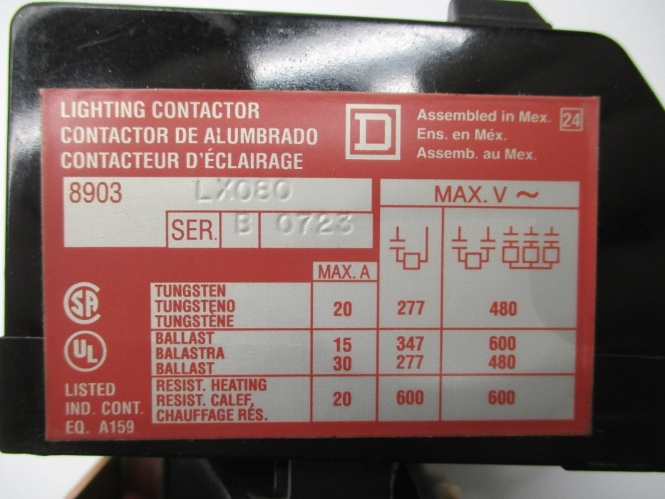 SQUARE D 8903LXO80 SER. B 110/120V NSNP