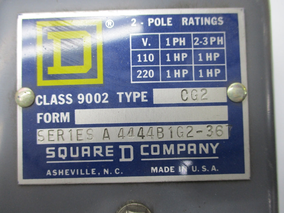 SQUARE D 9002CG2 SER. A NSNP
