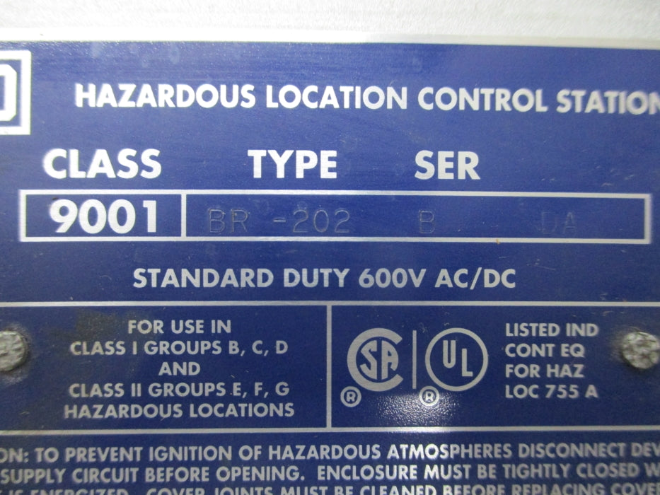 SQUARE D 9001BR202 SER. B UNMP